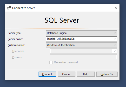 How to log in to local SQL Server database using SQL Server Management Studio.