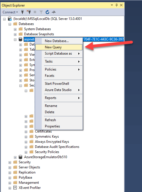 "New Query" in SQL Server Management Studio.