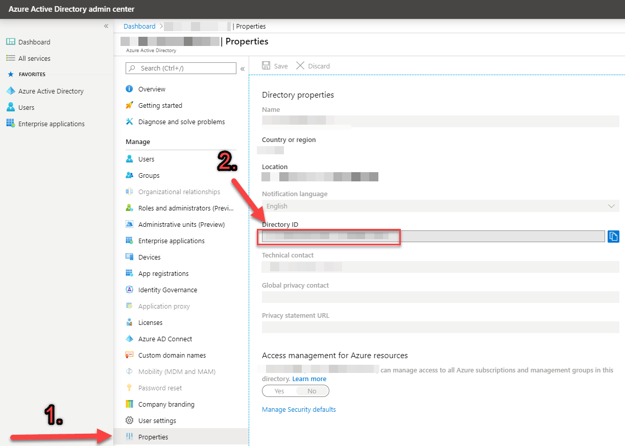 How to find the Directory ID from Azure AD admin center