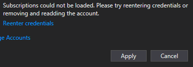 "Subscriptions could not be loaded. Please try reentering