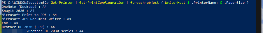 Output from querying all of your printers using PowerShell.