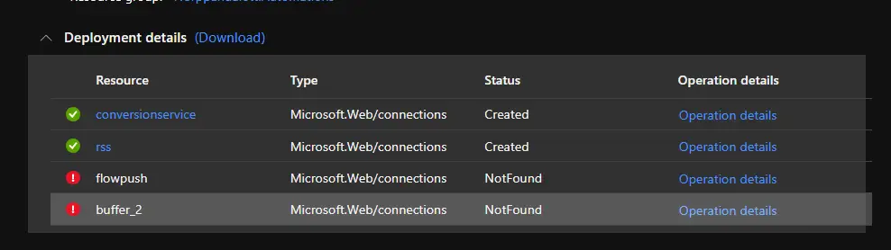 "ApiNotFound" or "NotFound" error for a connector when deploying a Logic App from a template.