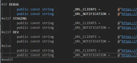 Build directives enable you to make your code look like horrible duplicated spaghetti. But in this particular case, even the duplicated spaghetti doesn't quite function properly: you're supposed to have the selected build configuration highlighted - but in my case it'd always highlight DEBUG.