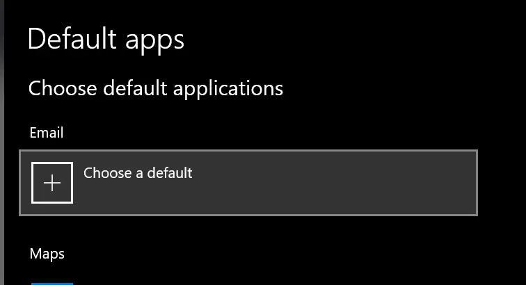 Setting the default apps on Windows - I didn't have a default email app selected. It didn't make a difference, though.