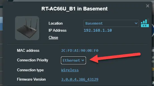 ASUS AiMesh node backhaul channel configuration