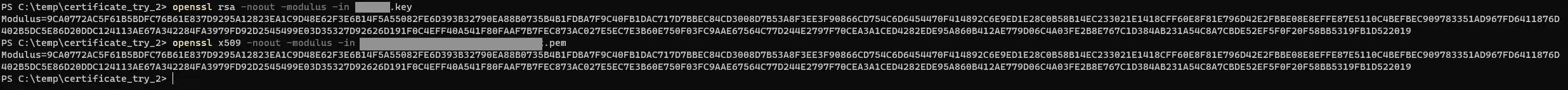 Calculate modulus for your .crt and .key files