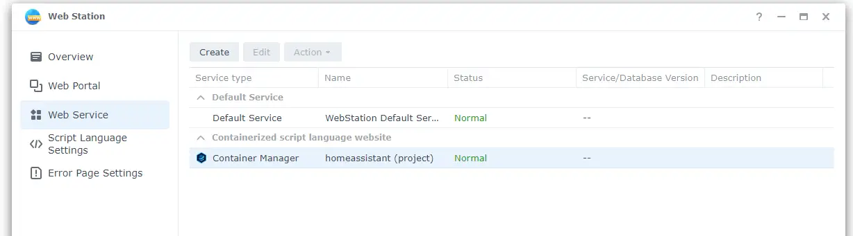 Web Station configuration for your Home Assistant container. Don't touch it here.