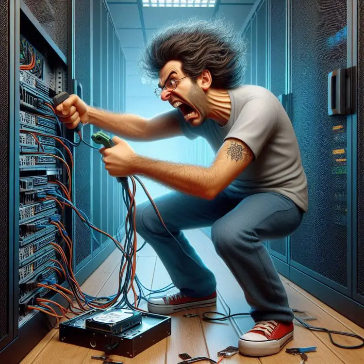 A sysadmin struggling to remove a drive