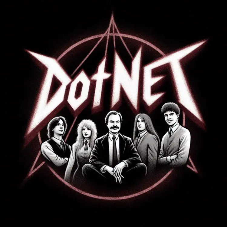 dotnet in a classic heavy metal font
