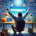 A developer celebrating the successful migration of their website to a static site generator