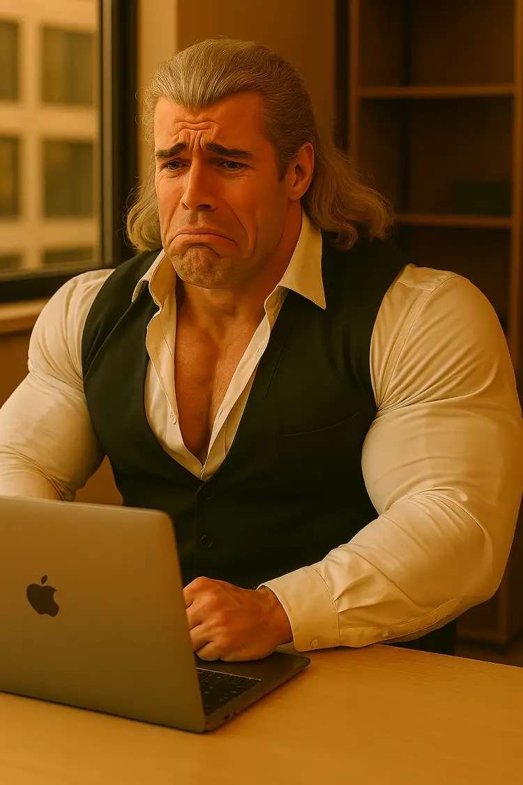 Even Geralt can get sad using a mac